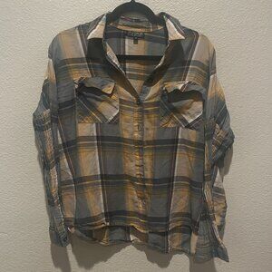 Topshop Plaid Mustard and Green Flannel